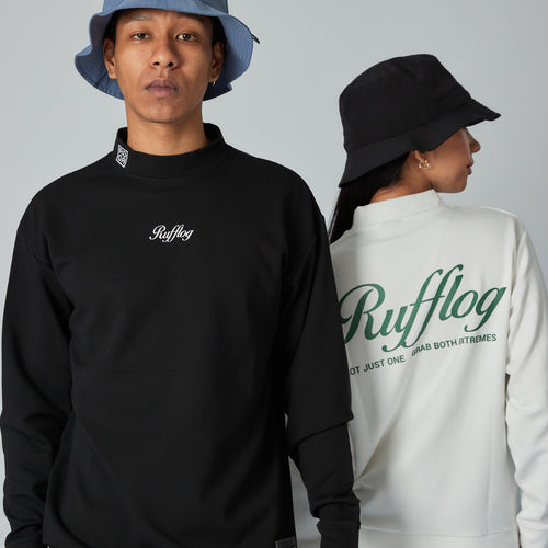 WARM R LOGO L/S MOCK NECK TEE BLACK