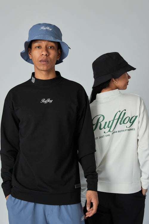 WARM R LOGO L/S MOCK NECK TEE WHITE