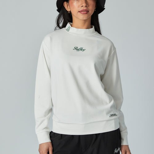 WARM R LOGO L/S MOCK NECK TEE WHITE