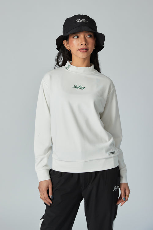 WARM R LOGO L/S MOCK NECK TEE WHITE