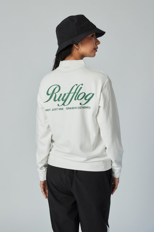 WARM R LOGO L/S MOCK NECK TEE WHITE