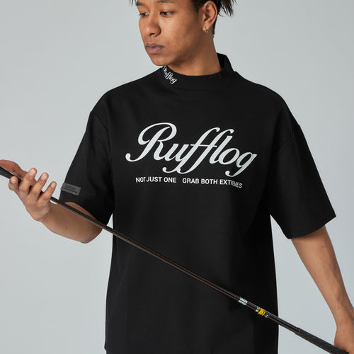 WARM R LOGO MOCK NECK TEE BLACK