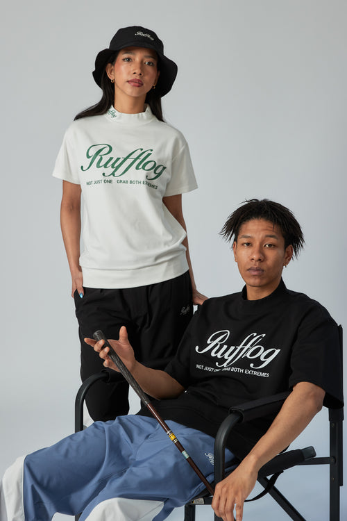 WARM R LOGO MOCK NECK TEE BLACK