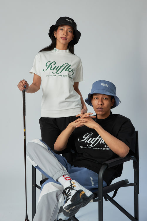 WARM R LOGO MOCK NECK TEE BLACK