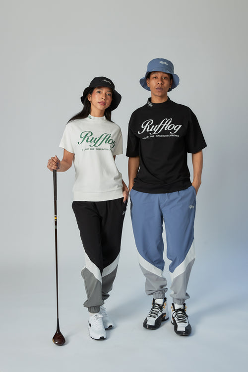 WARM R LOGO MOCK NECK TEE BLACK