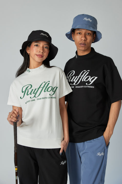 WARM R LOGO MOCK NECK TEE BLACK