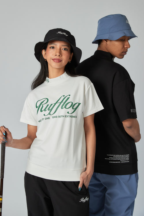 WARM R LOGO MOCK NECK TEE BLACK