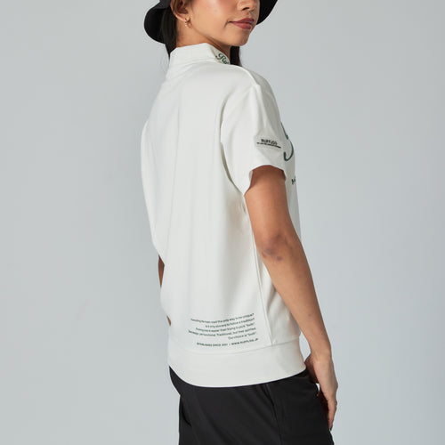 WARM R LOGO MOCK NECK TEE WHITE