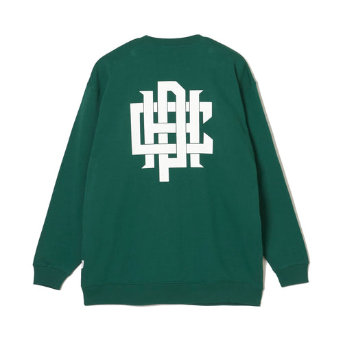 #OVERLAP LOGO CREW SWEAT GREEN