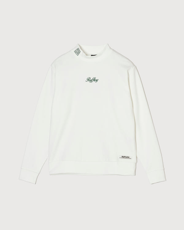 WARM R LOGO L/S MOCK NECK TEE WHITE