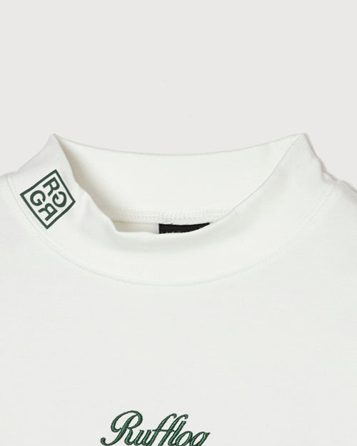 WARM R LOGO L/S MOCK NECK TEE WHITE