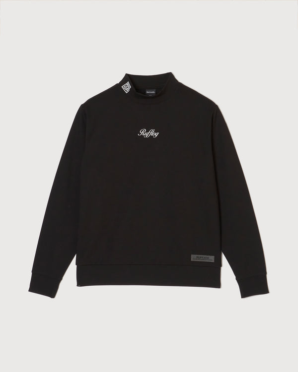 WARM R LOGO L/S MOCK NECK TEE BLACK