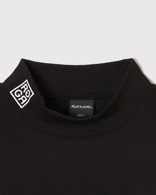 WARM R LOGO L/S MOCK NECK TEE BLACK