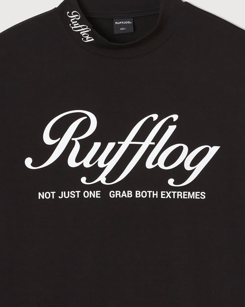 WARM R LOGO MOCK NECK TEE BLACK