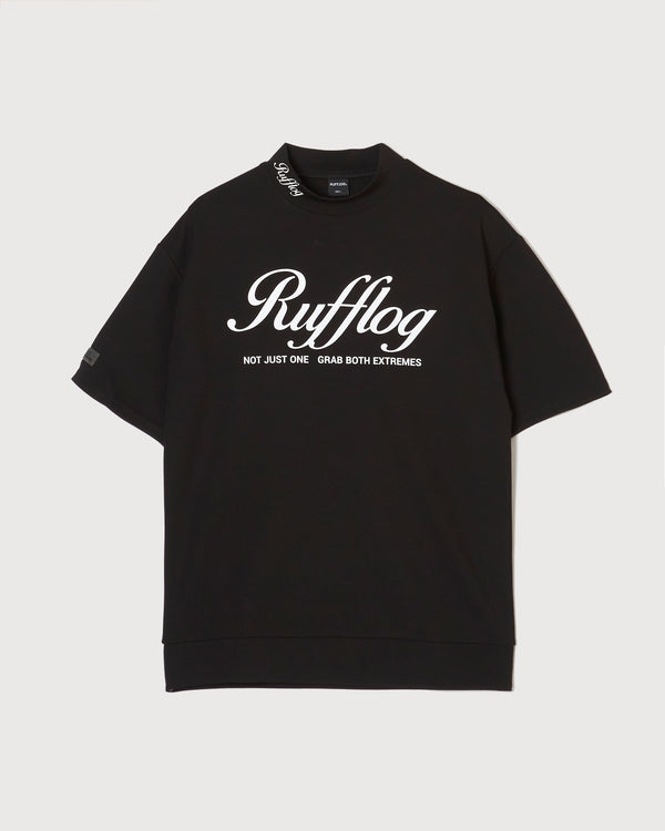 WARM R LOGO MOCK NECK TEE BLACK