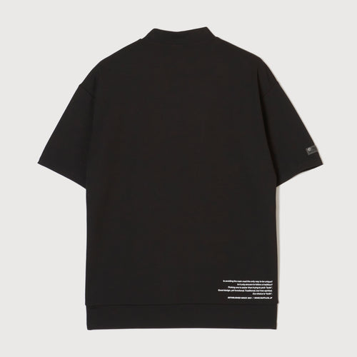 WARM R LOGO MOCK NECK TEE BLACK