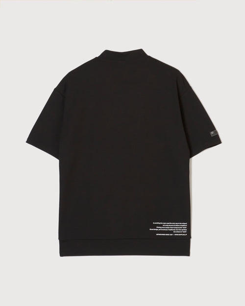 WARM R LOGO MOCK NECK TEE BLACK