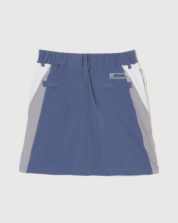 MULTI COLOR NYLON TRACK SKIRT BLUE