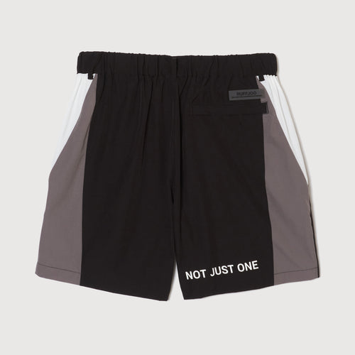 MULTI COLOR NYLON TRACK SHORTS BLACK