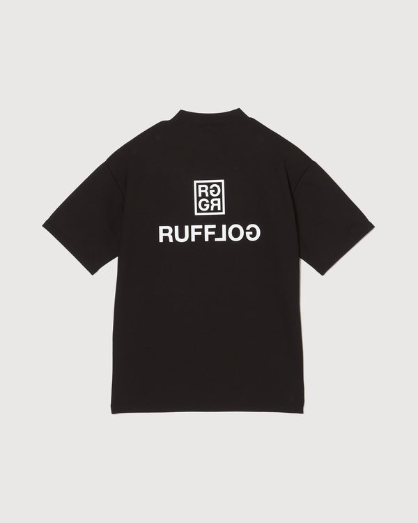 SQUARE LOGO S/S MOCK NECK TEE BLACK