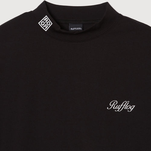 SQUARE LOGO S/S MOCK NECK TEE BLACK