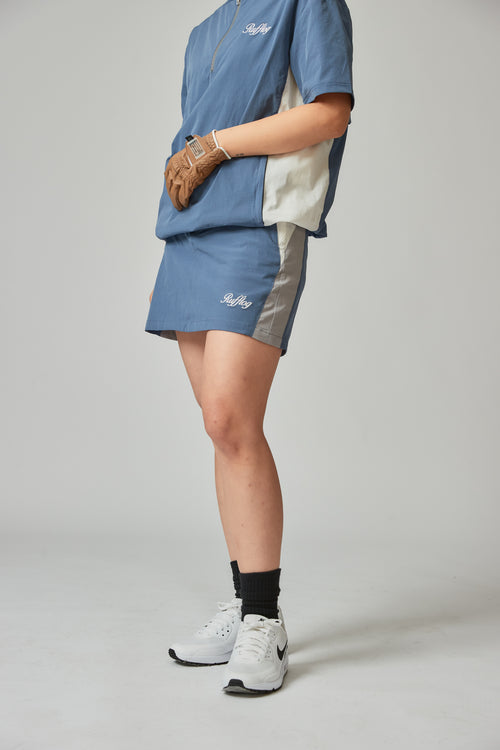 MULTI COLOR NYLON TRACK SKIRT BLUE