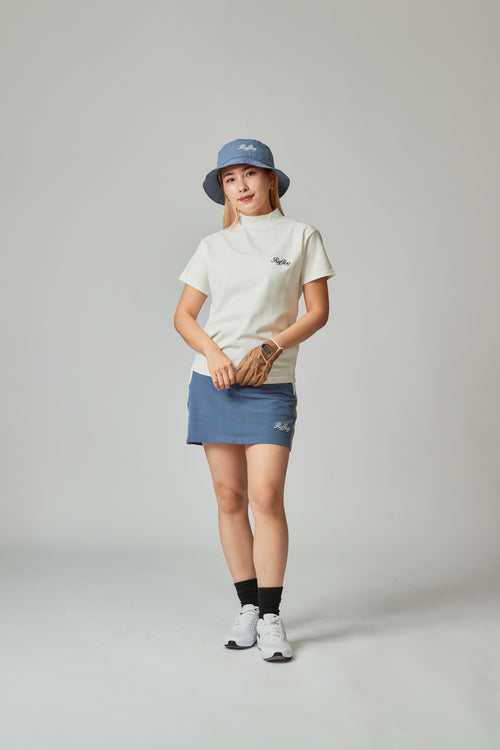 SQUARE LOGO S/S MOCK NECK TEE WHITE