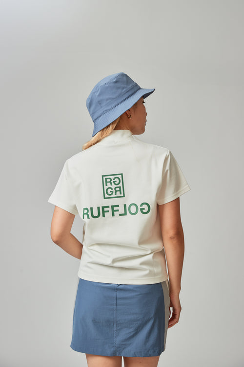 SQUARE LOGO S/S MOCK NECK TEE WHITE