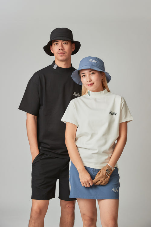 SQUARE LOGO S/S MOCK NECK TEE WHITE