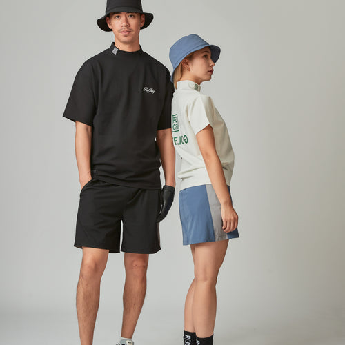 SQUARE LOGO S/S MOCK NECK TEE BLACK