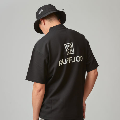 SQUARE LOGO S/S MOCK NECK TEE BLACK