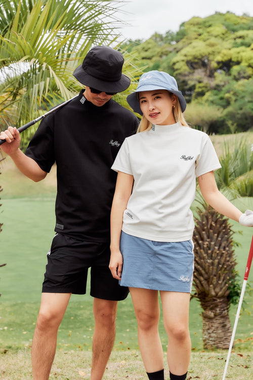 SQUARE LOGO S/S MOCK NECK TEE WHITE