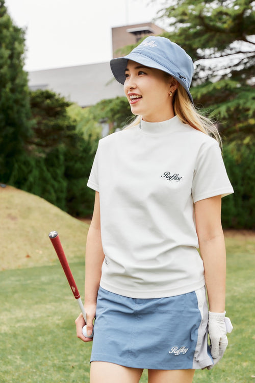 SQUARE LOGO S/S MOCK NECK TEE WHITE