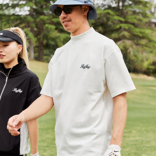 SQUARE LOGO S/S MOCK NECK TEE WHITE