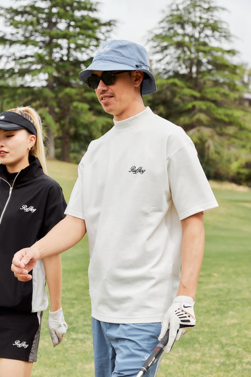 SQUARE LOGO S/S MOCK NECK TEE WHITE