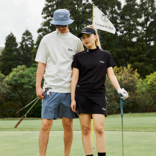 SQUARE LOGO S/S MOCK NECK TEE BLACK