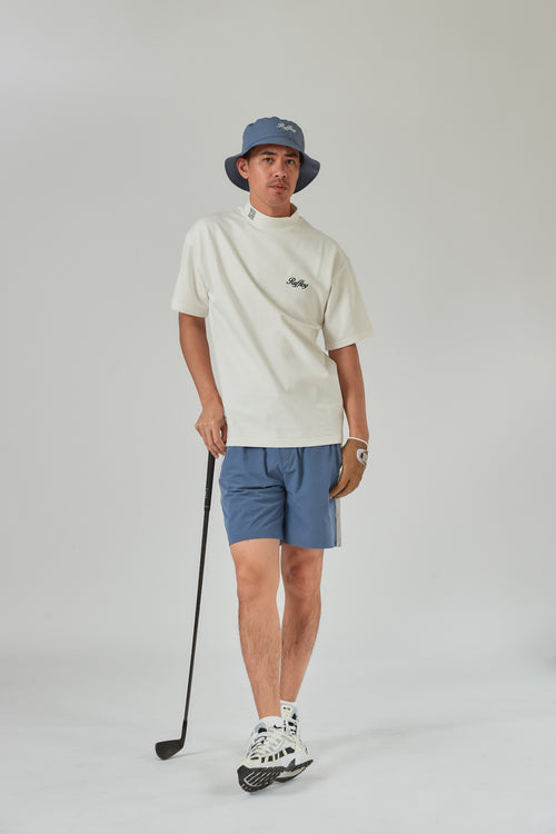 SQUARE LOGO S/S MOCK NECK TEE WHITE