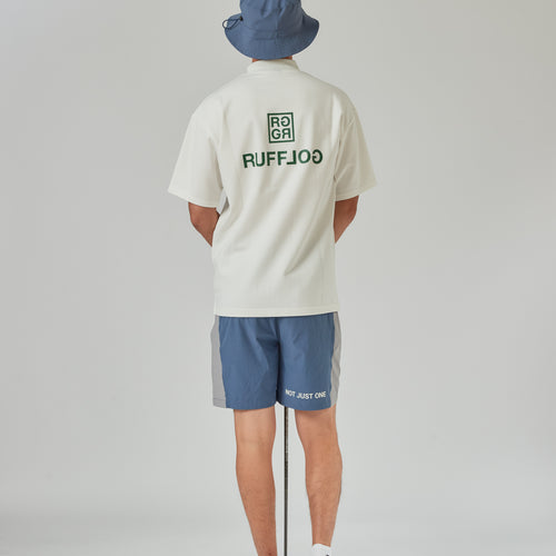 SQUARE LOGO S/S MOCK NECK TEE WHITE