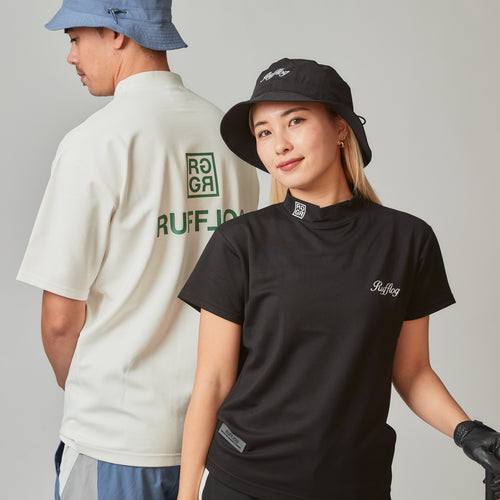 SQUARE LOGO S/S MOCK NECK TEE BLACK