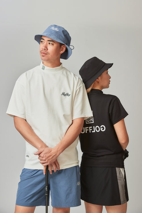 SQUARE LOGO S/S MOCK NECK TEE WHITE
