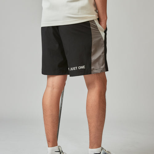 MULTI COLOR NYLON TRACK SHORTS BLACK