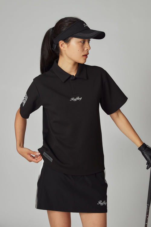 WARM R LOGO S/S POLO BLACK