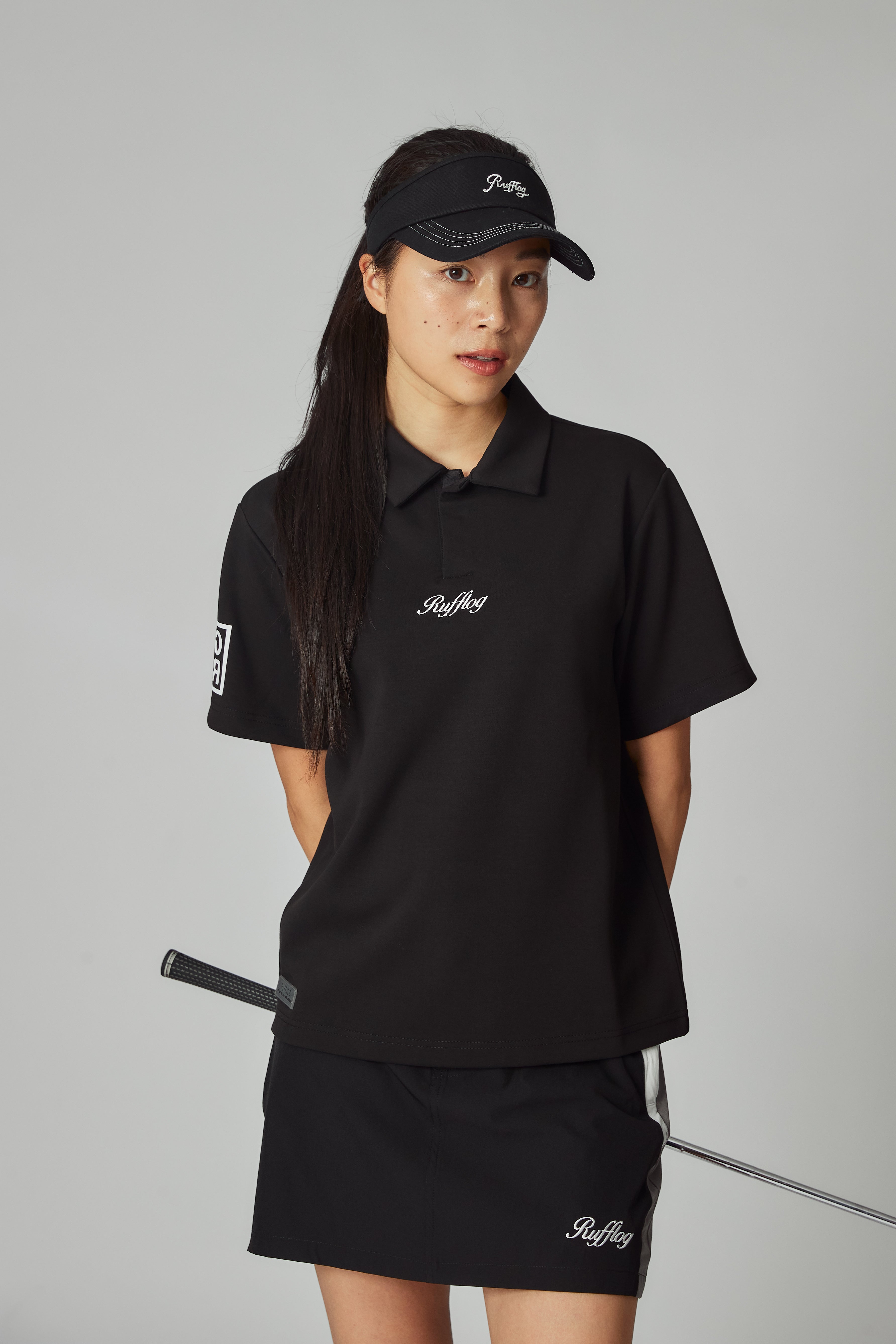 WARM R LOGO S/S POLO BLACK – RUFFLOG