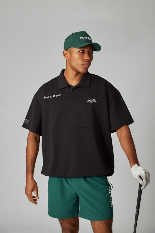 OVER SIZE SQUARE LOGO S/S POLO BLACK