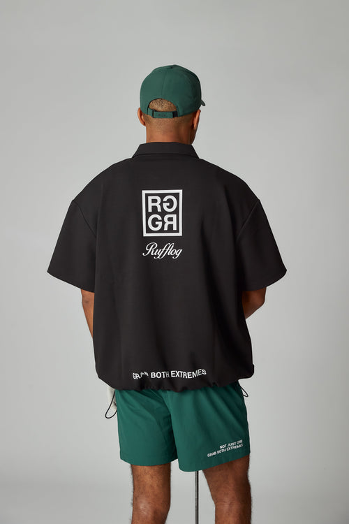OVER SIZE SQUARE LOGO S/S POLO BLACK