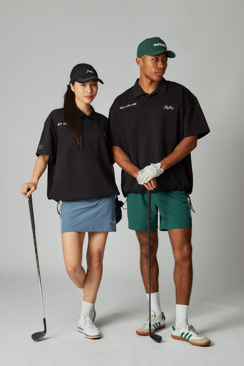 OVER SIZE SQUARE LOGO S/S POLO BLACK