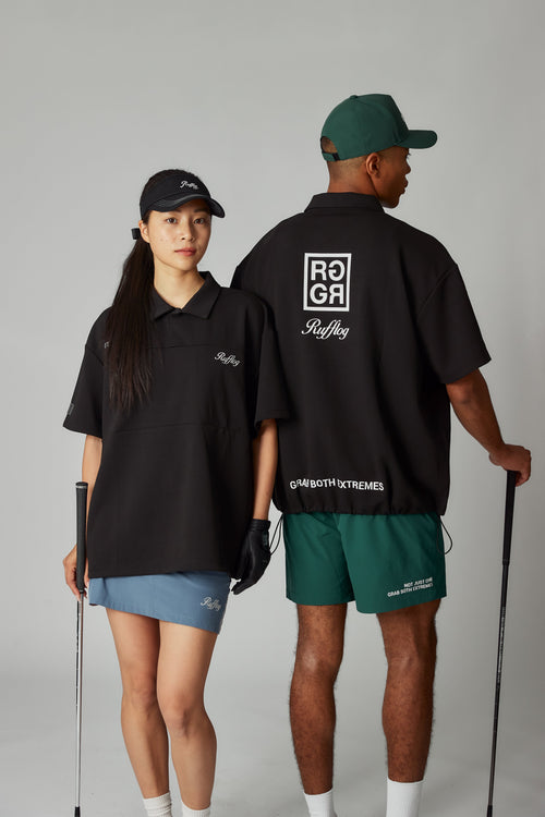 OVER SIZE SQUARE LOGO S/S POLO BLACK
