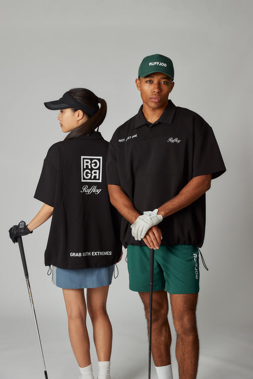 OVER SIZE SQUARE LOGO S/S POLO BLACK