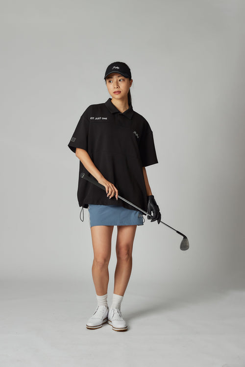 OVER SIZE SQUARE LOGO S/S POLO BLACK