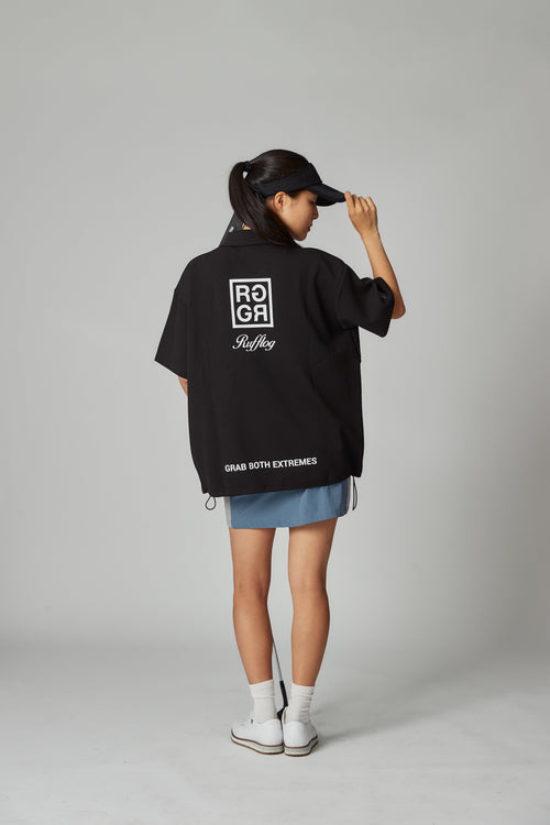 OVER SIZE SQUARE LOGO S/S POLO BLACK